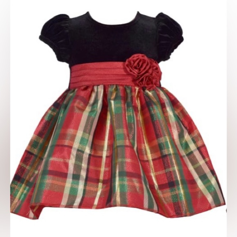 Gerson & Gerson Hope plaid & velvet dress